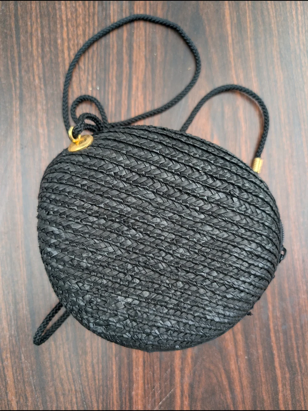 Black Braided Round Crossbody Bag - Unbranded
